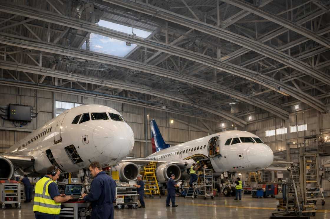 Hangar de aviones con GPS realizado por ChatgpT